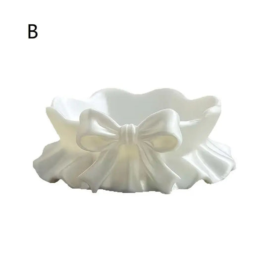 3D Printed White Bow Jewelry Tray | Cute Vanity Organizer Dish Jewelry Organizer Tray Peaceful Pleasures Health and Wellness B