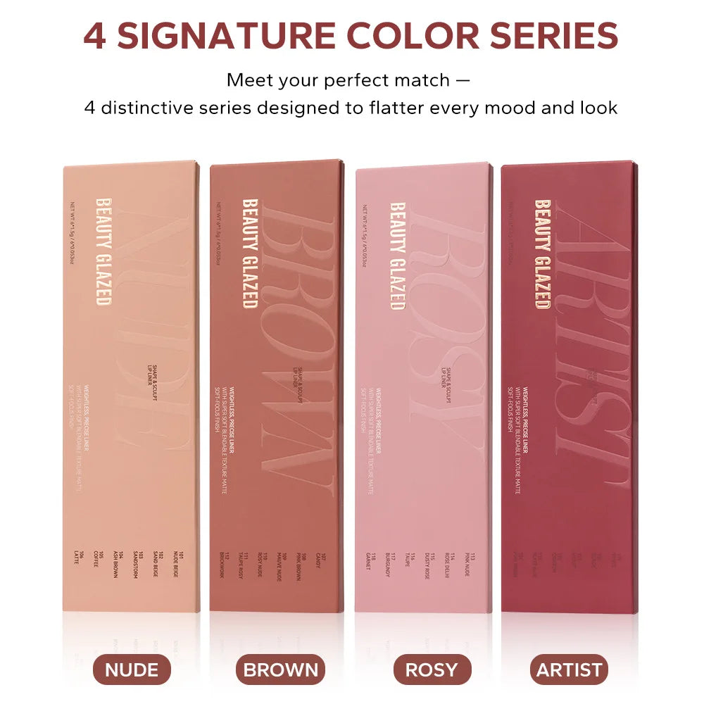 6-Piece Matte Dual-Ended Lip Liner Set – Long-Lasting, All Tones