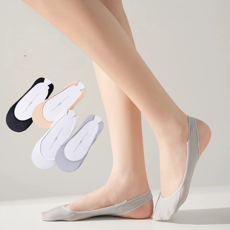 Women's Invisible Boat Socks | Non-Slip Ice Silk for High Heels