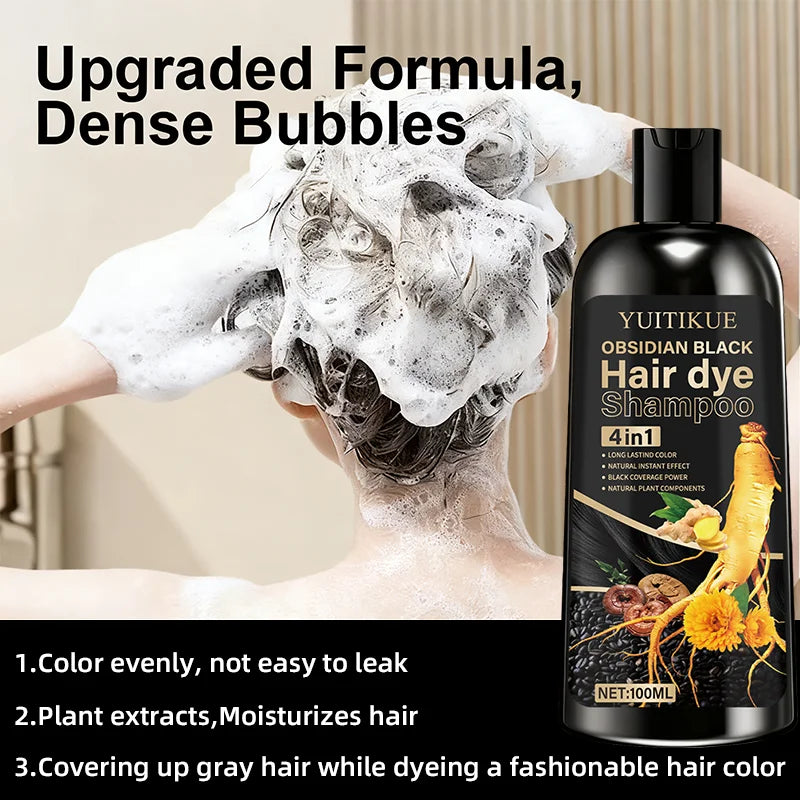 Natural Plant-Based Gray Hair Color Shampoo — Scalp-Friendly, Fast Coverage | 100ml Peaceful Pleasures Health and Wellness