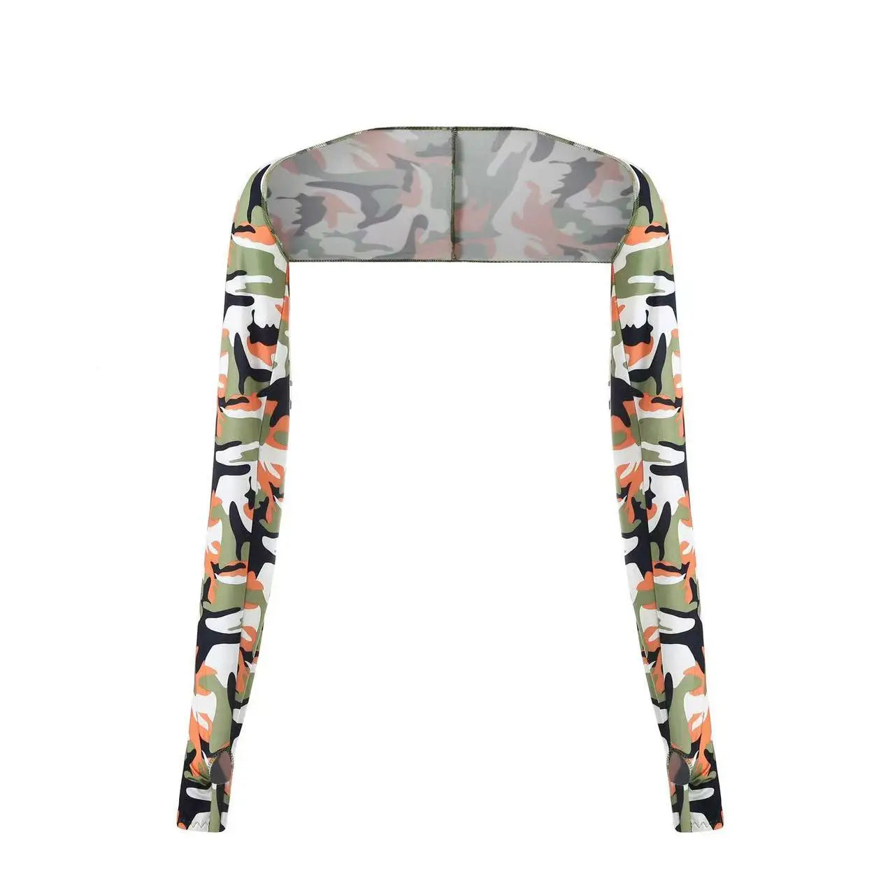 Cooling Shawl Arm Sleeves Sun Protection for Women Men with Finger Hole for Golfing, Driving, Riding, Fishing Peaceful Pleasures Health and Wellness Camouflage Orange