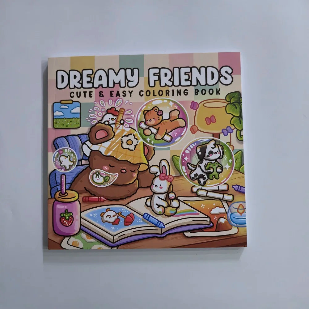 Dreamy Friends Cute Easy Coloring Book Adults Stress Relief Drawing
