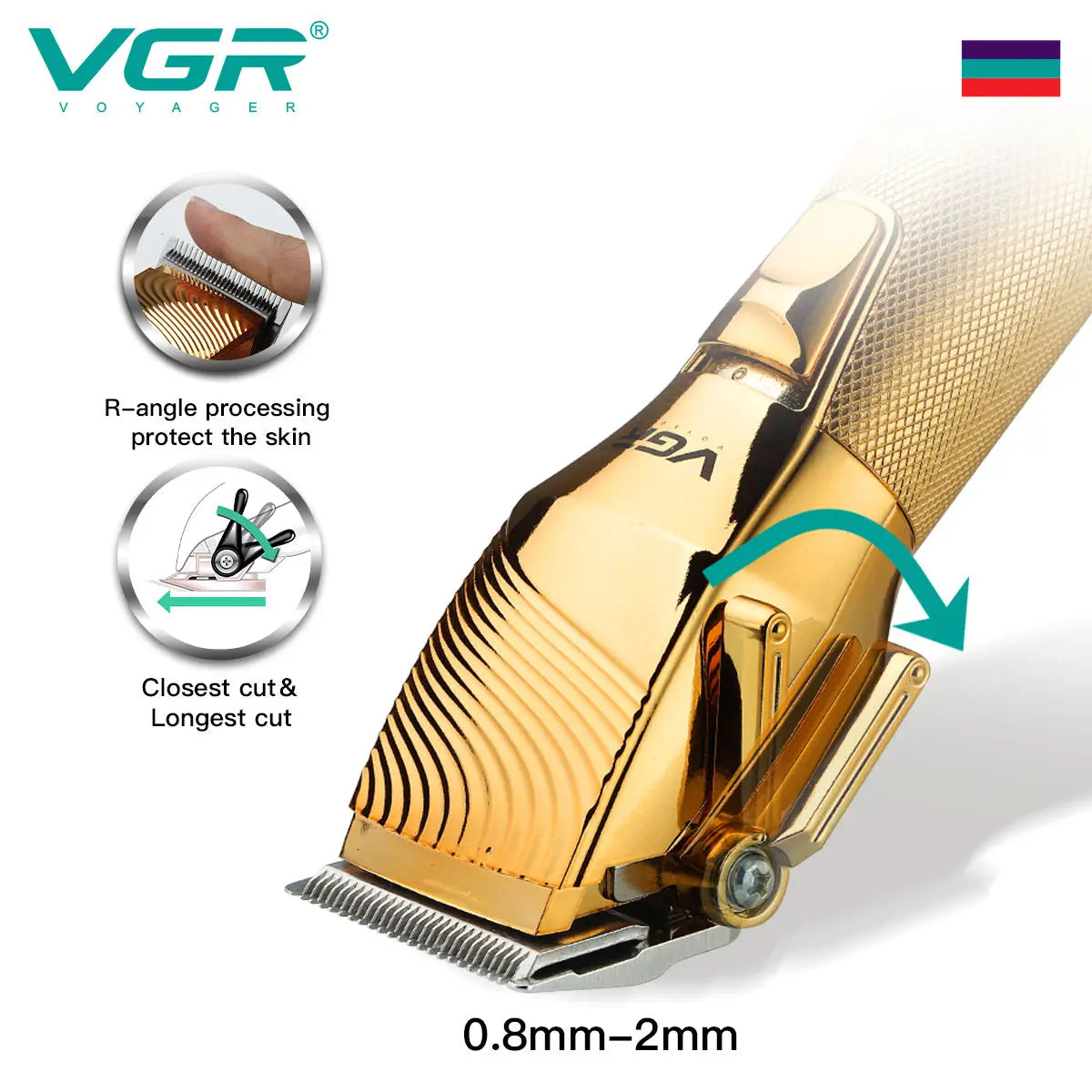 VGR 280 Electric Hair Trimmer Cordless Professional Rechargeable Golden Best Barber Hair Clipper for Men Peaceful Pleasures Health and Wellness