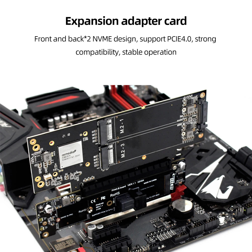 PCIe X16 To X8+X4+X4 Split Expansion Adapter Card PCIE4.0 Expansion Riser Card Extended Card Support 2280/2260/2242/2230 SSD Peaceful Pleasures Health and Wellness