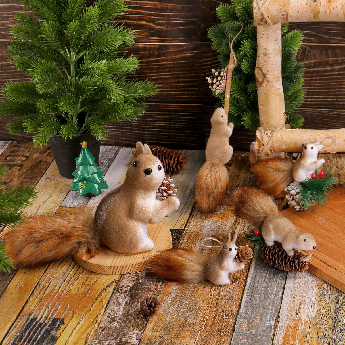1Pcs Cute Squirrel Doll Ornament Realistic Squirrel Ornament Christmas Decorations Christmas Tree Pendant Home Decoration Peaceful Pleasures Health and Wellness