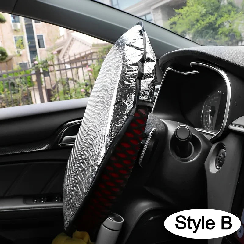Car Steering Wheel Sun Shade Double Thick Sun Protection Foldable Anti-uv Sunscreen Car Supplies Car Steering Wheel Cover Silver Peaceful Pleasures Health and Wellness