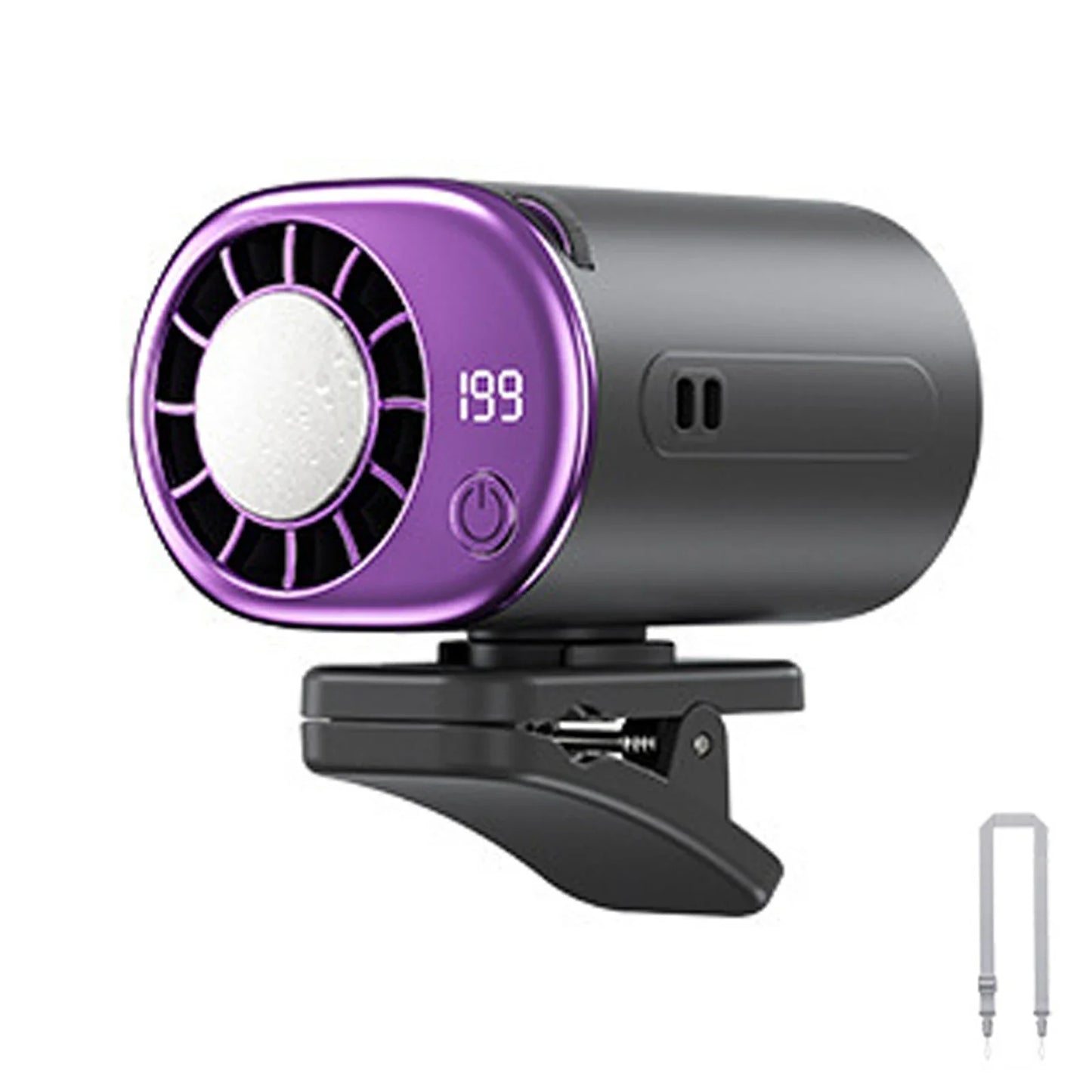 Portable USB Rechargeable Clip Fan – 199 Speeds & LED Display