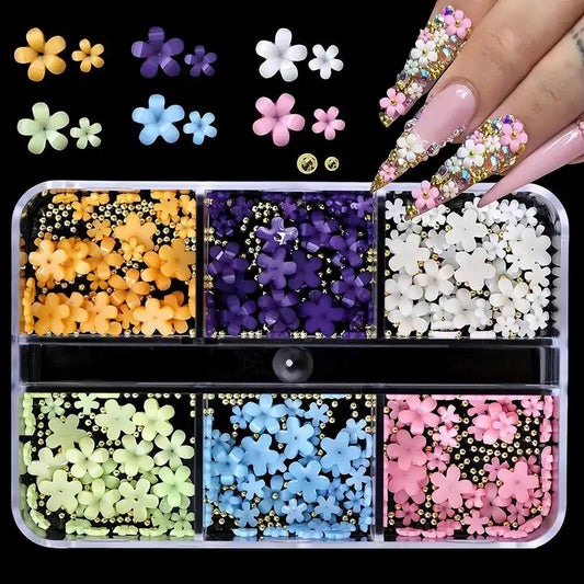 3D Acrylic Flower Nail Charms with Caviar Beads & Pearls DIY Nail Art Nail Art & Decorations Peaceful Pleasures Health and Wellness
