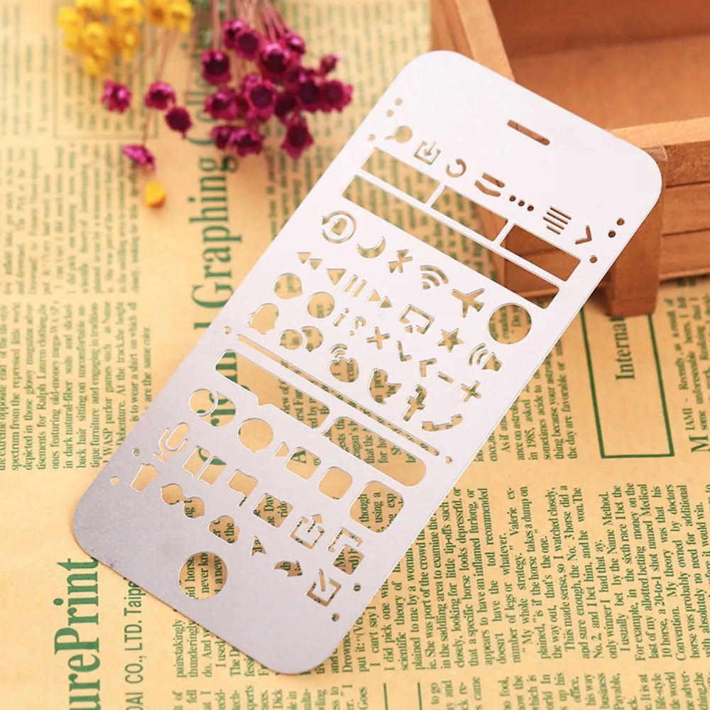 Cat Shape Template Ruler Stainless Steel School Projects Hollowed Out Ruler Pocket-Sized Vintage Drawing Template Ruler Peaceful Pleasures Health and Wellness Big phone