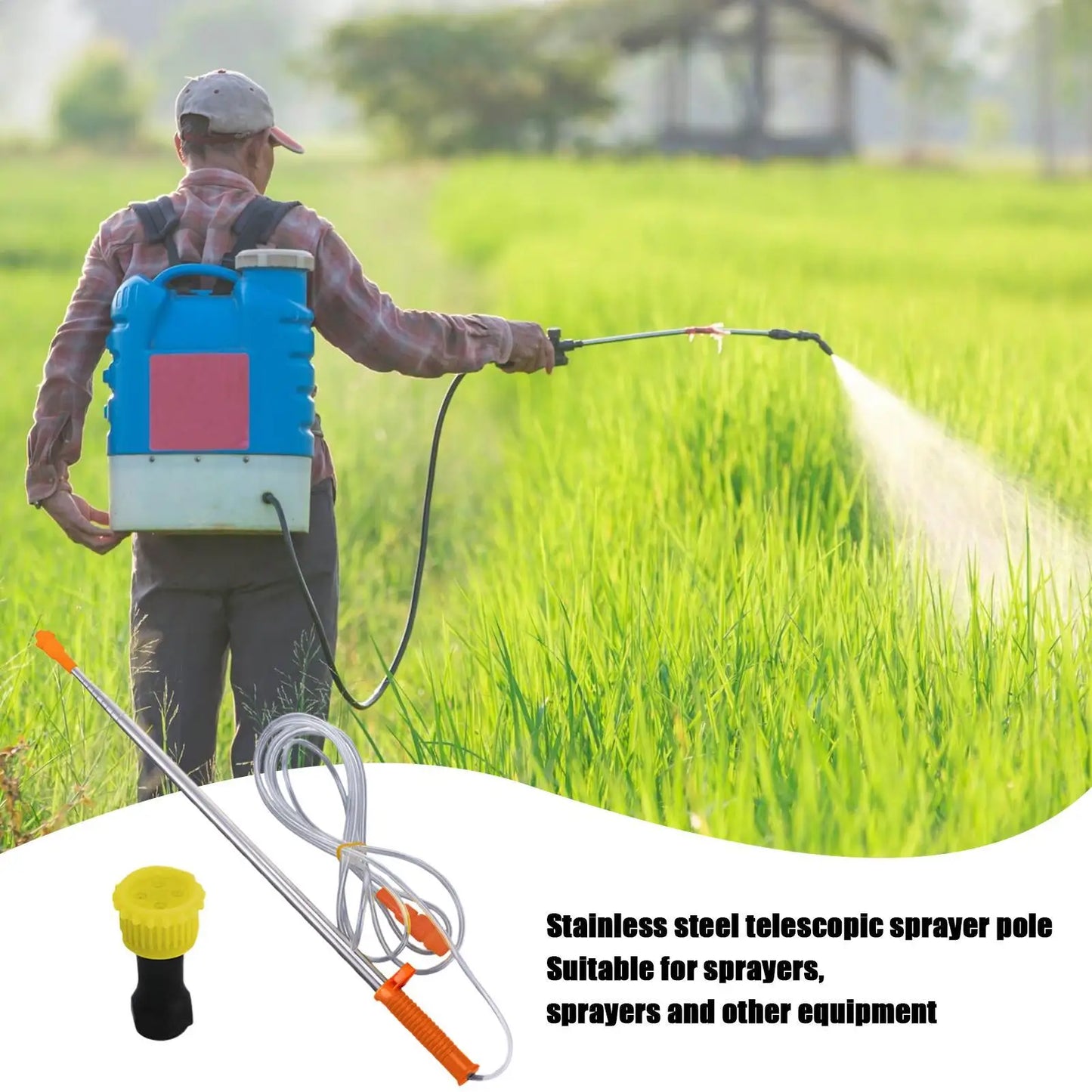2.6m Telescopic Stainless Steel Spray Wand for Garden & Farm