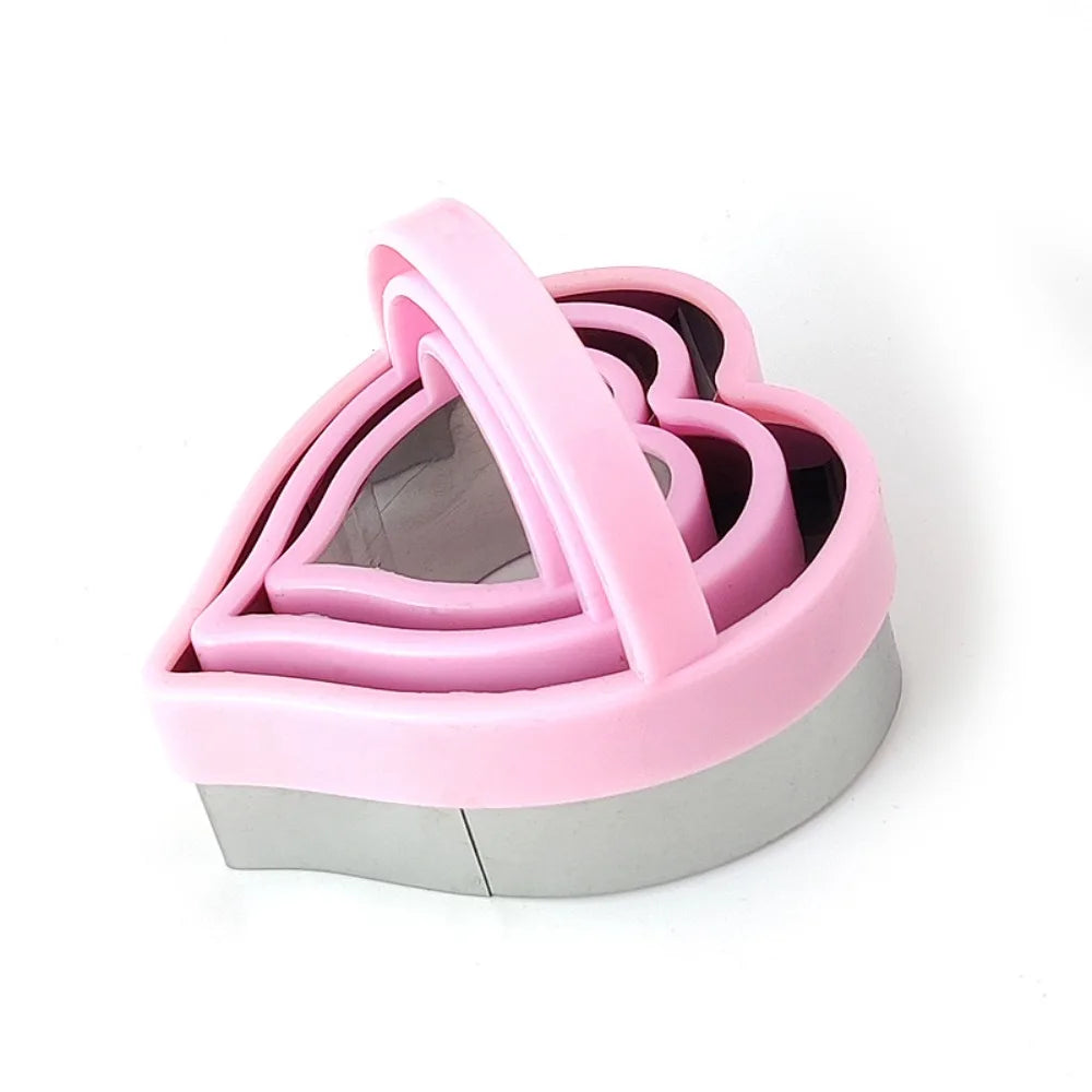 3Pcs/Set Star Heart Circular Plum Shaped Cookie Cutters Stainless Steel DIY Biscuit Molds Baking Tools Kitchen Accessories Peaceful Pleasures Health and Wellness Heart-shaped