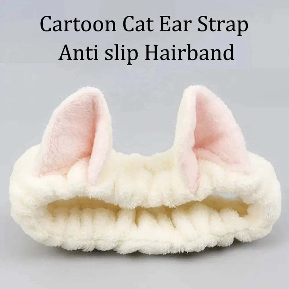 Hairband Cat Coral Plush Headband Cute Soft Hair Bow Headband Hairband Wash Face Makeup Headband Bandage Girl Accessories Peaceful Pleasures Health and Wellness