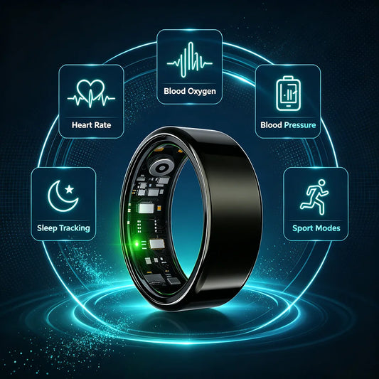 2026 New Smart Ring Men Women, Heart Rate Blood Oxygen and Sleep Monitor Smartring IP68 & 5ATM Waterproof, Multi-sport Mode Ring Peaceful Pleasures Health and Wellness