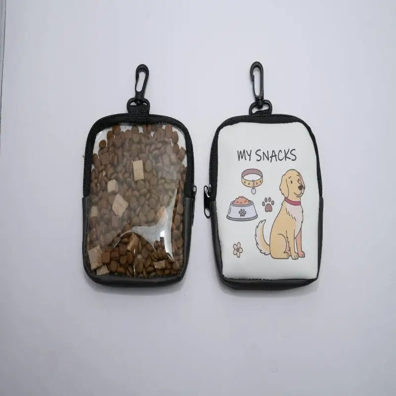 Cartoon Dog Treat Pouch – Zipper & Keychain | Training & Walking