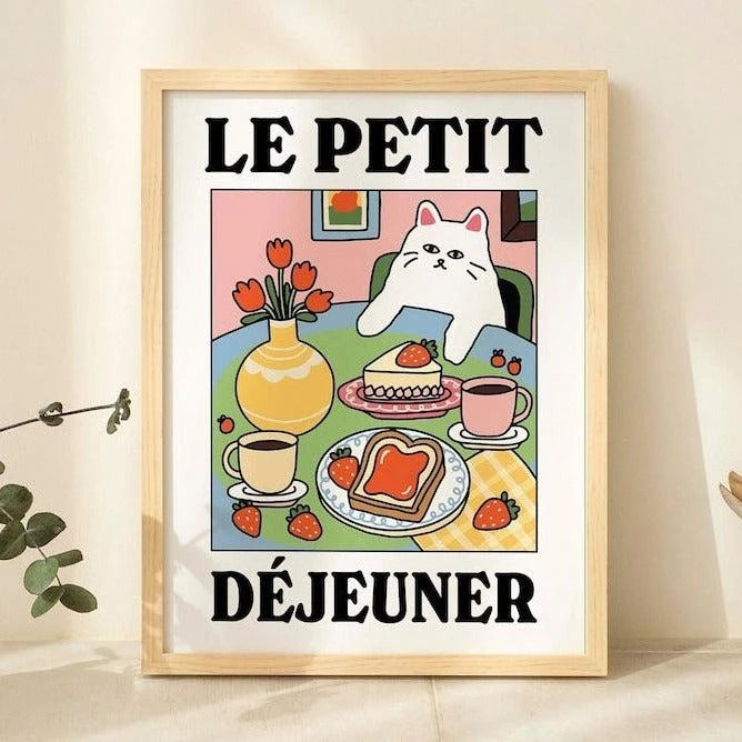 White Cat Canvas Wall Art Print | Kids & Living Room Decor