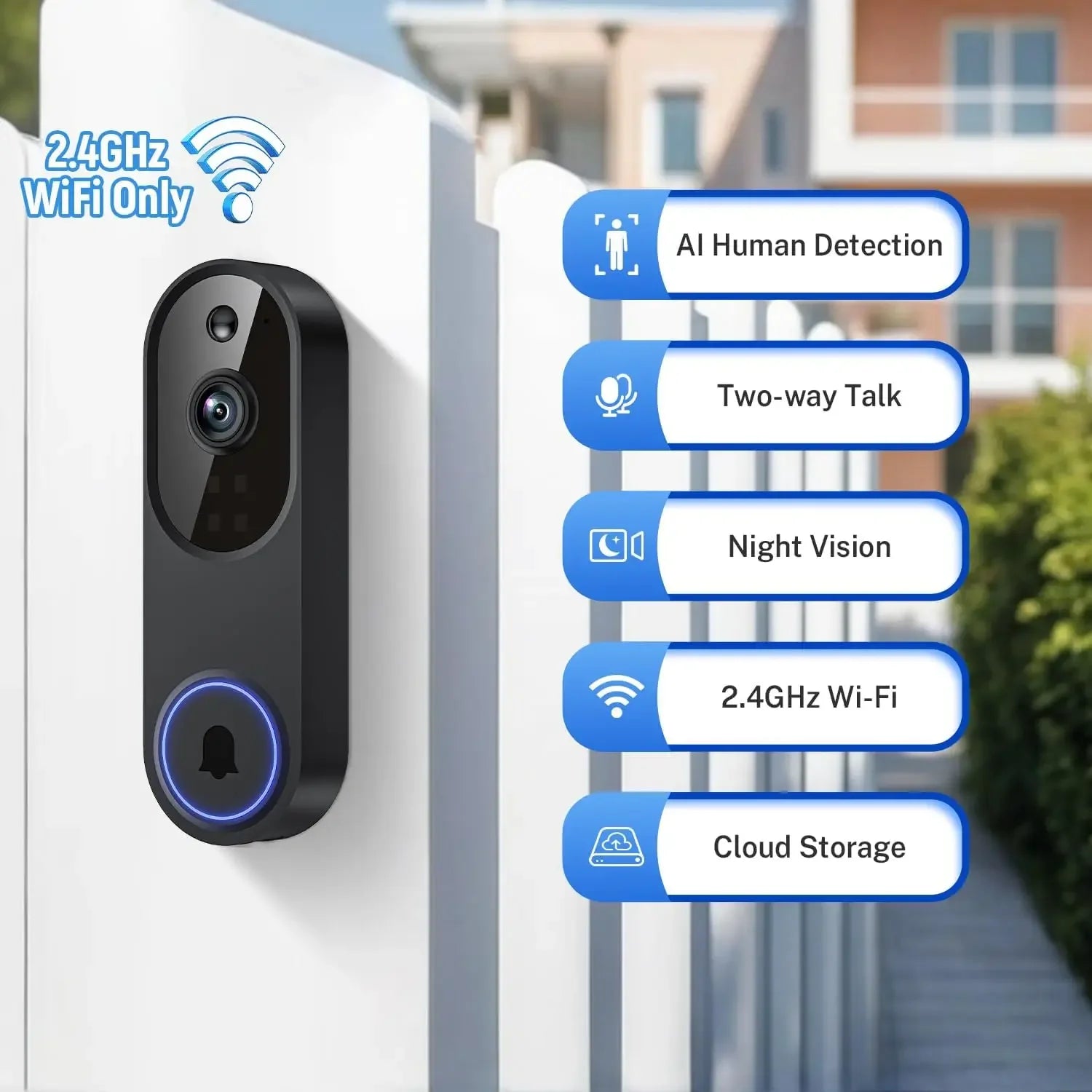 1080p Wireless Video Doorbell Camera with Two-Way Audio, Night Vision, Cloud Storage, AI Motion Detection for Home Security Peaceful Pleasures Health and Wellness
