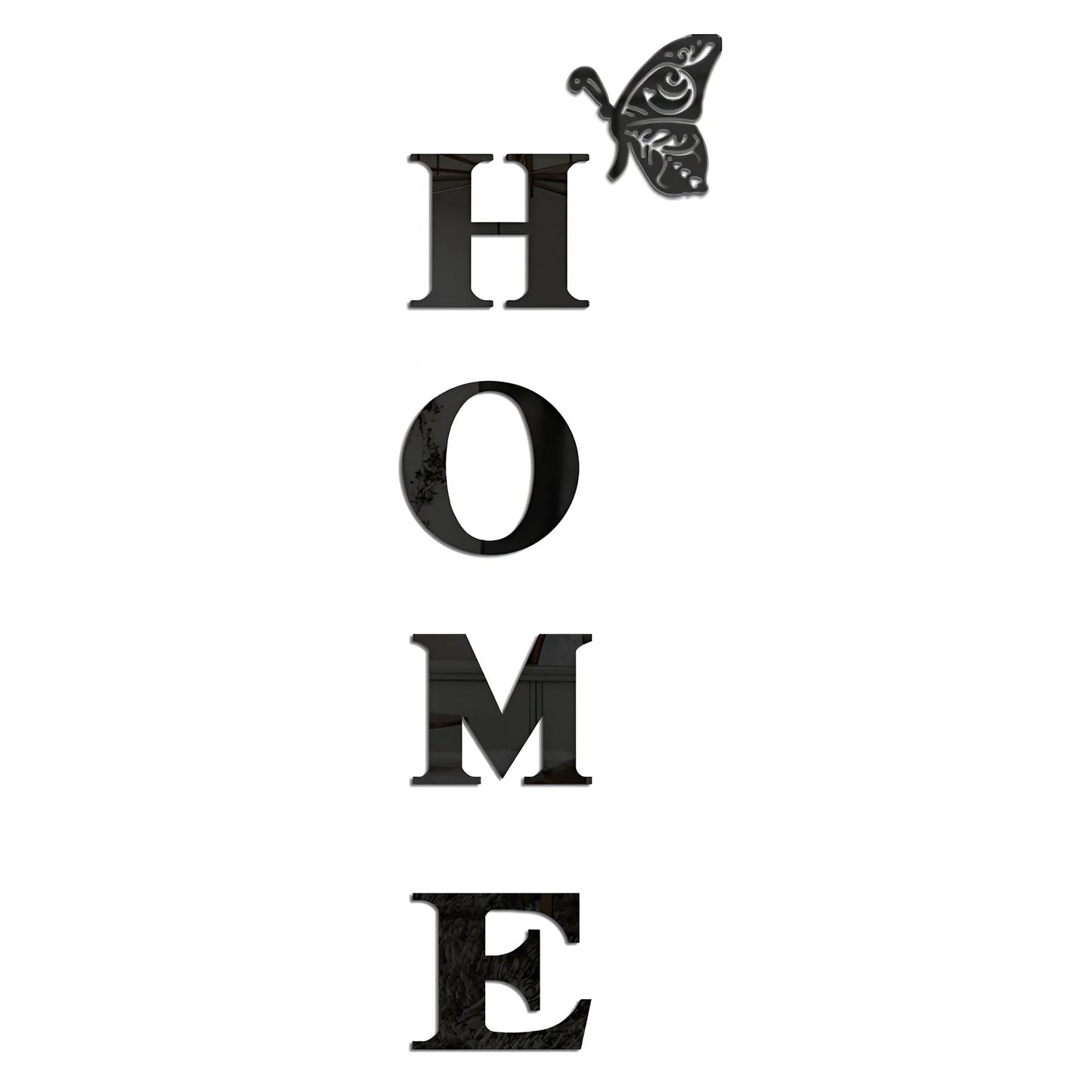 3D Acrylic DIY Mirror Large Self-Adhesive Removable Wall Stickers Family English Alphabet Living Room Bedroom Home Decorations Peaceful Pleasures Health and Wellness 80x27CM 40G-Black