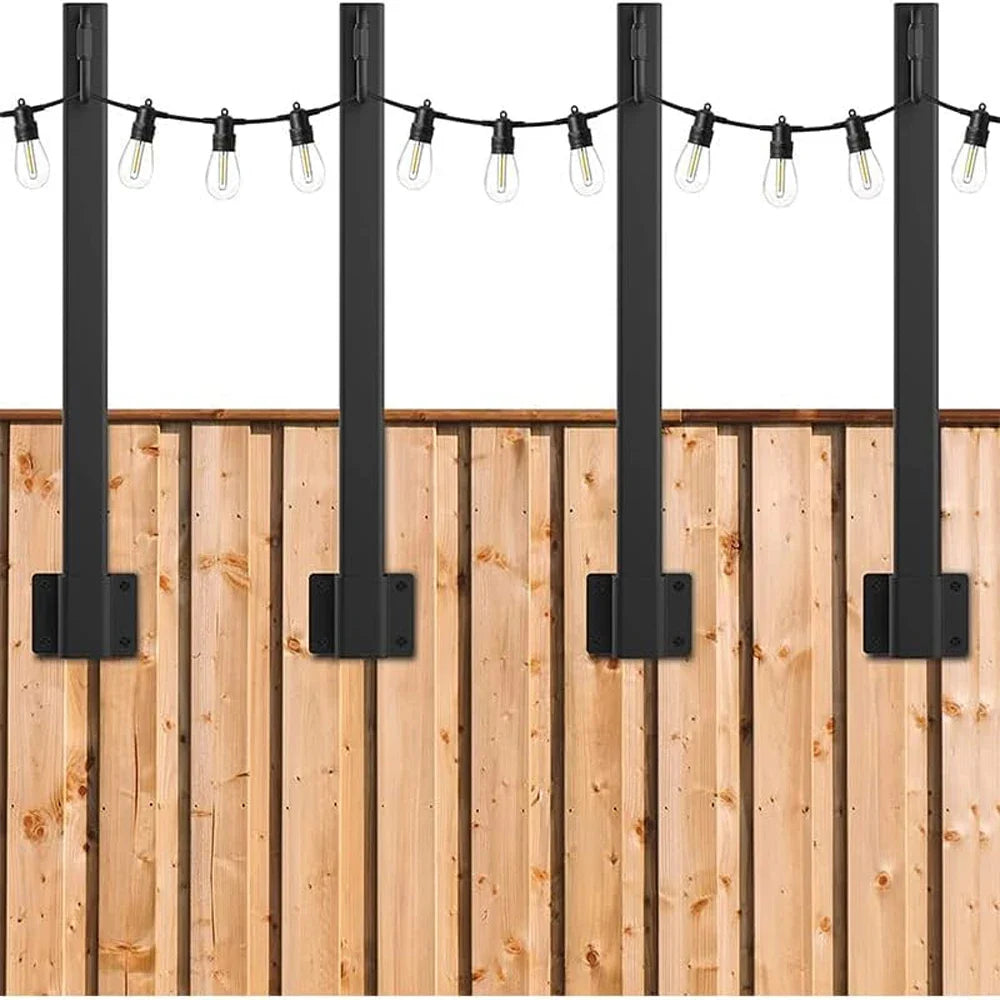 4-Pack Outdoor String Light Hanging Poles with Clips & Hooks