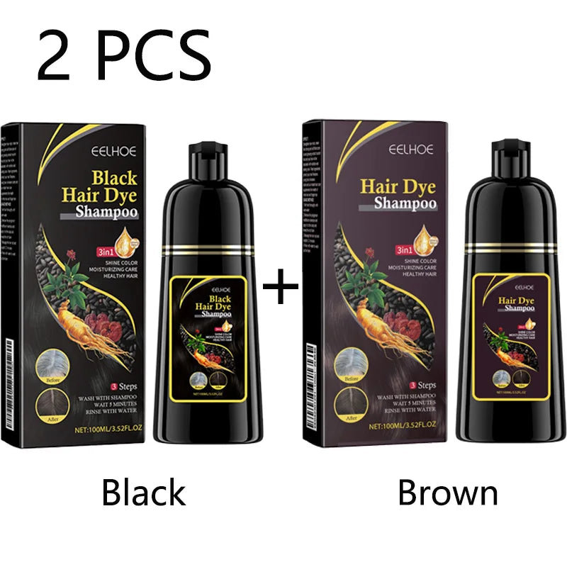 100ml Black Color Hair Dyeing Shampoo 3-in-1 Natural Herbal Instant Coloring Shiny Hair Dye Shampoo Cleaning Nourishing Hair Peaceful Pleasures Health and Wellness Black and Brown