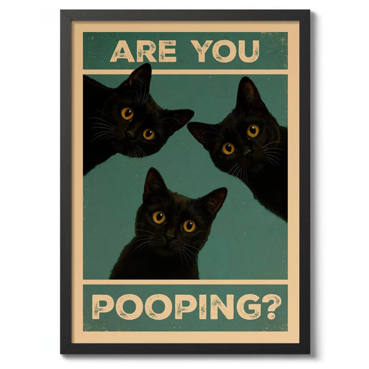 "Are You Pooping?" Funny Cat Bathroom Canvas Wall Art Print Funny Canvas Print Peaceful Pleasures Health and Wellness