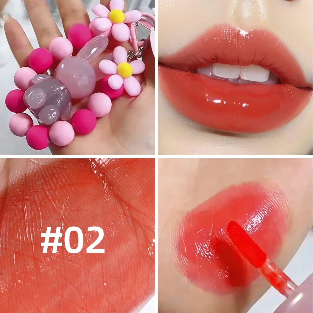 SAM SUGAR Rabbit Keychain Lip Gloss | Mirror Glaze Waterproof