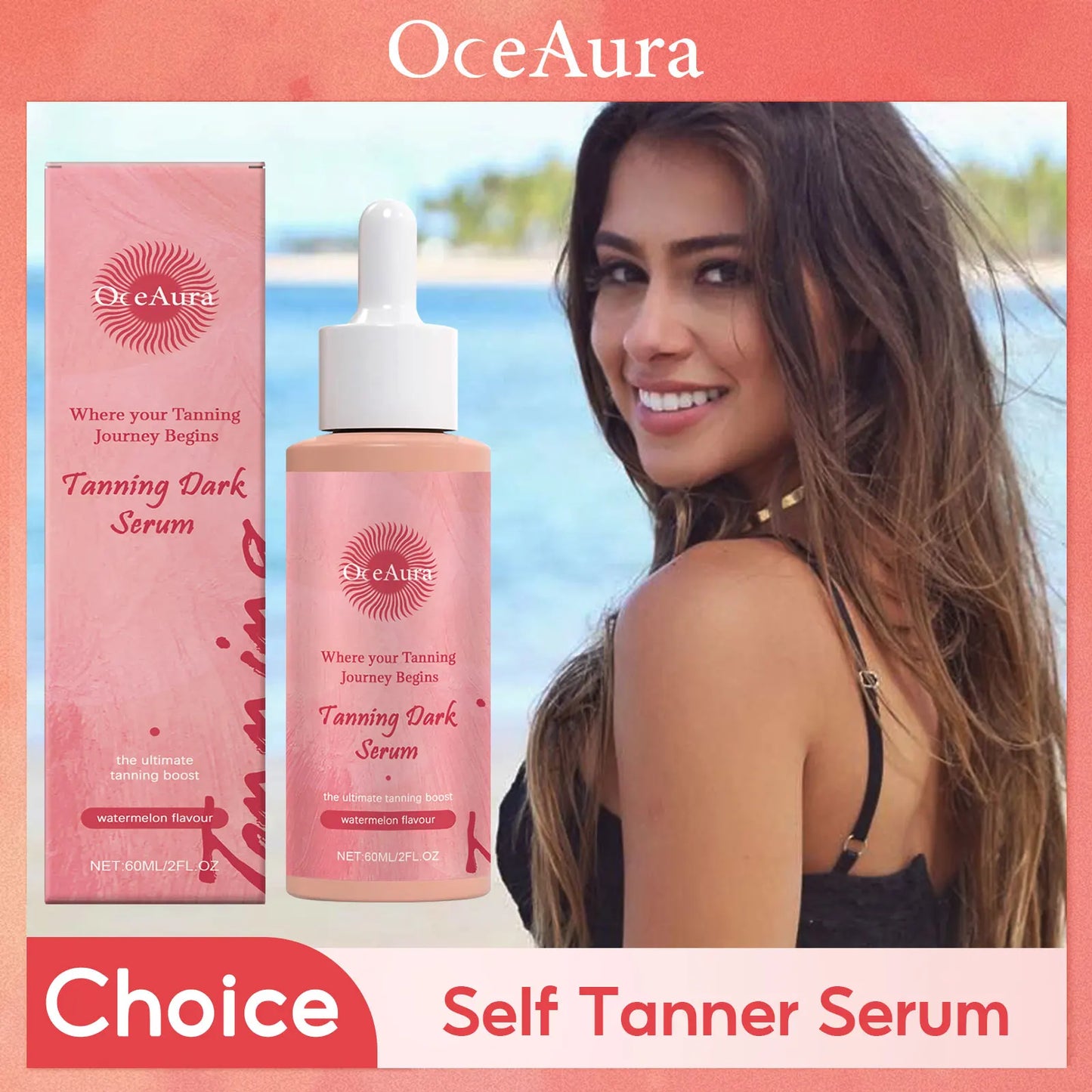 OceAura Sunless Self Tanner Serum – Bronzing Drops Face & Body