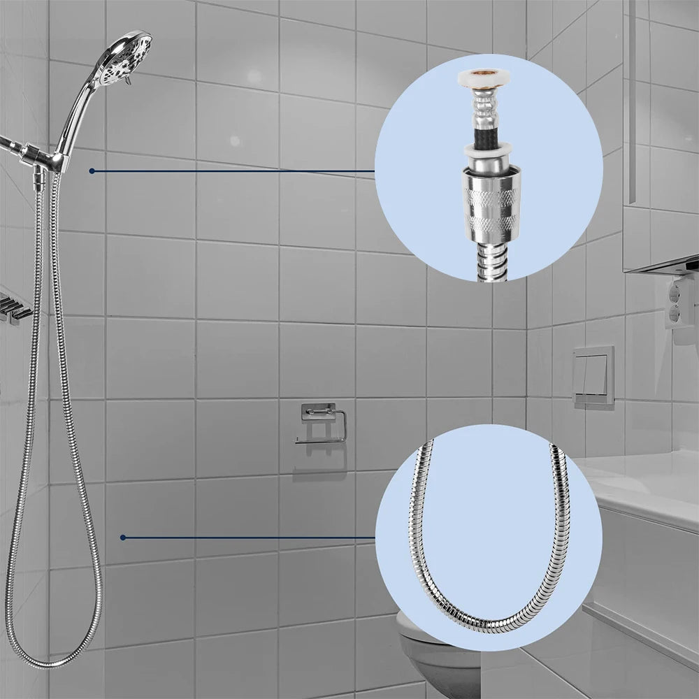 Shower Hose 3m/2m/1.5m Extra Long Stainless Steel Handheld Flexible Water Hose with Insert & Nut Flexible Bathroom Plumbing Pipe Peaceful Pleasures Health and Wellness