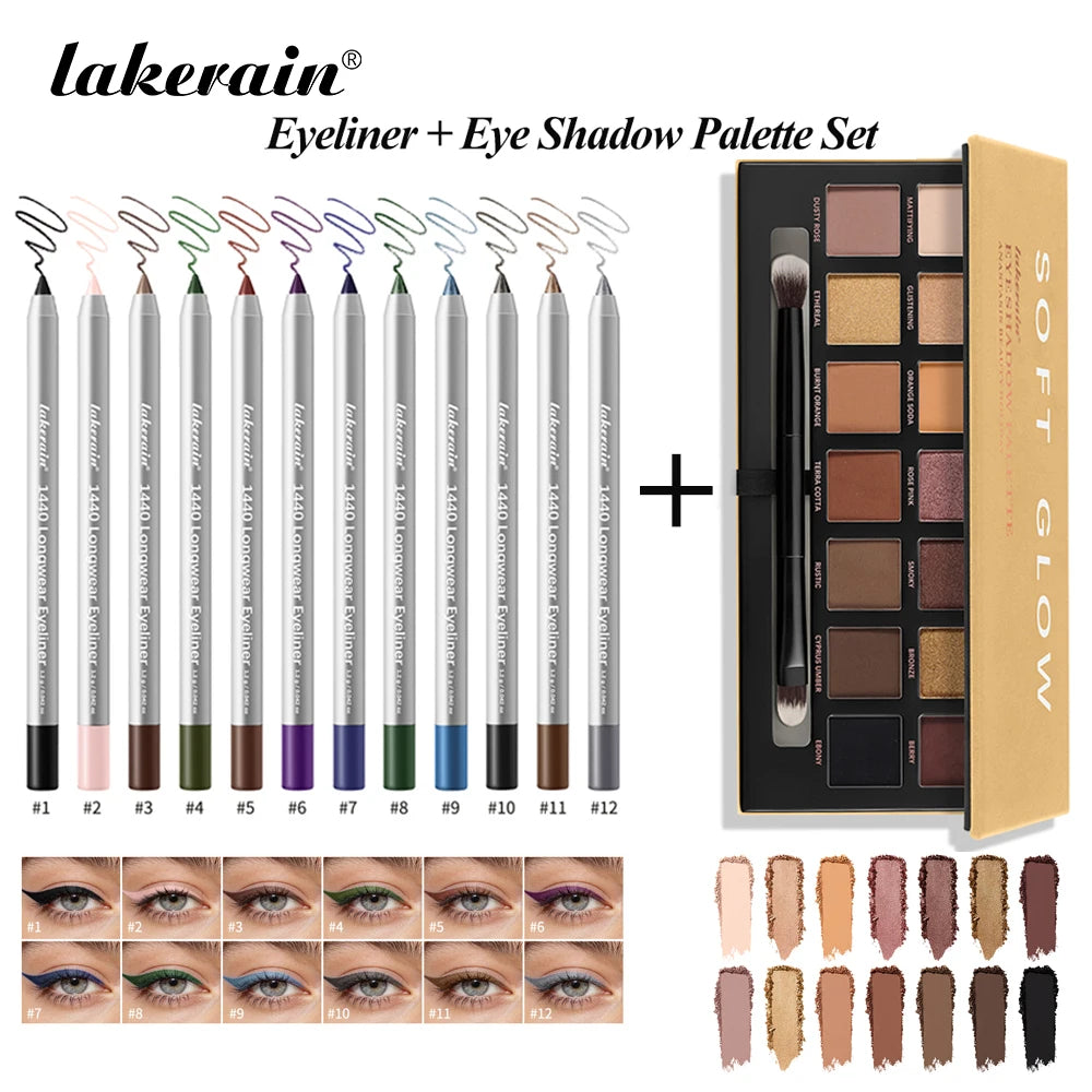Eyeshadow Palette Eyeliner Set Rich High-intensity Colors Waterproof Sweatproof Long Lasting Color Natural Effect Eye Makeup Kit Peaceful Pleasures Health and Wellness Eye Makeup Kit