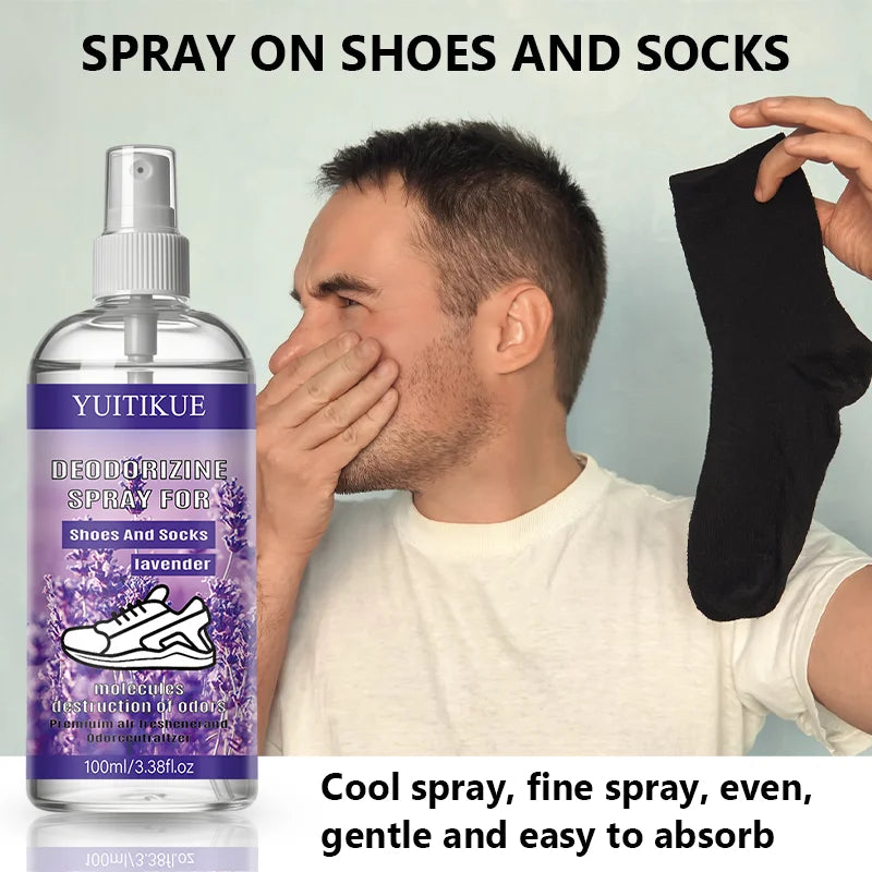 YUITIKUE Lavender Shoe & Sock Deodorizer Spray 100ml Deodorizing Spray Peaceful Pleasures Health and Wellness