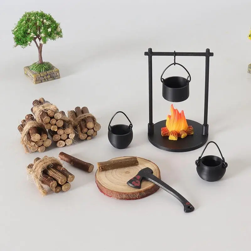 Mini Flame Hanging Stove Models DIY Miniature Outdoor Picnic Camping