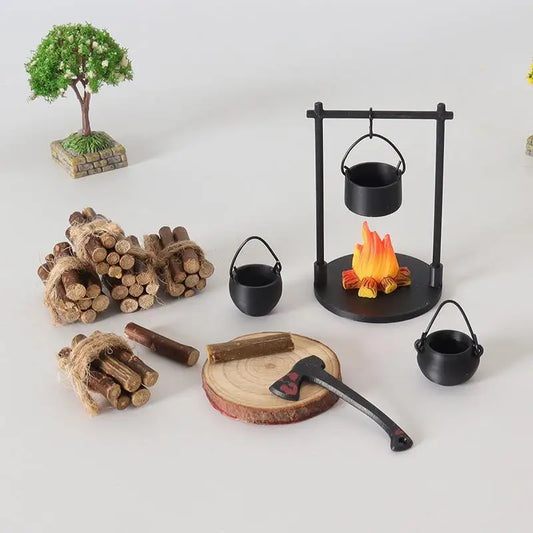 Mini Flame Hanging Stove Models DIY Miniature Outdoor Picnic Camping Peaceful Pleasures Health and Wellness
