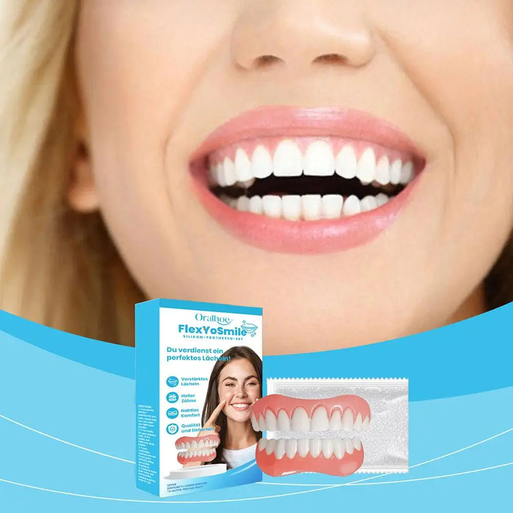 Soft Silicone Denture Kit – Upper & Lower False Teeth Set Silicone Denture Kit Peaceful Pleasures Health and Wellness