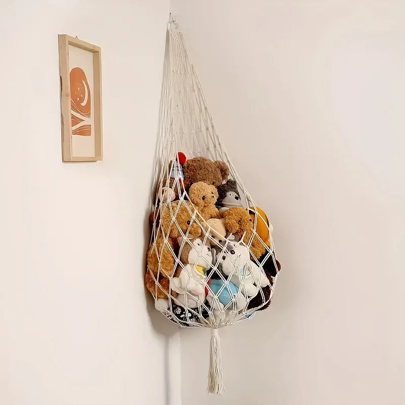 Large Macrame Stuffed Animal Hammock | Boho Corner Toy Storage Toy Storage Hammock Peaceful Pleasures Health and Wellness