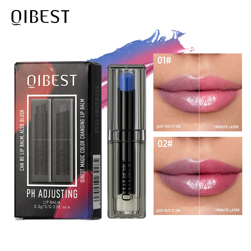 QIBEST 2 Pcs Color Changing Lipstick Kits Moisturizing Lasting PH Change Color Lip Balm Nourish Lip Stain Face Blush Makeup Sets Peaceful Pleasures Health and Wellness 2 Colors Sets