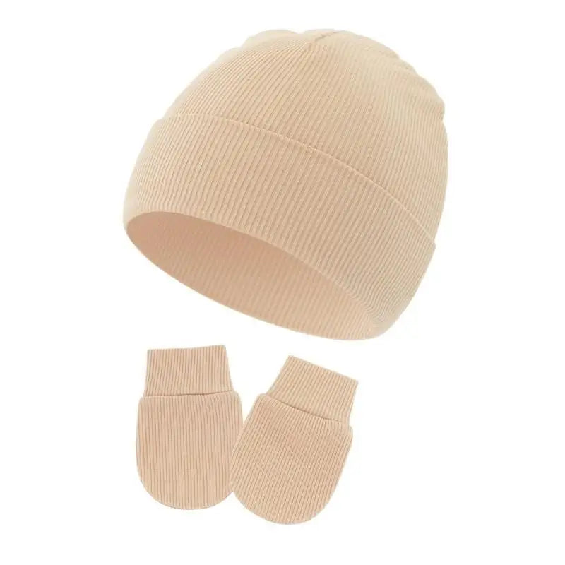 Newborn Baby Bonnet Hat & Anti-Scratch Gloves Set | 0–3 Month
