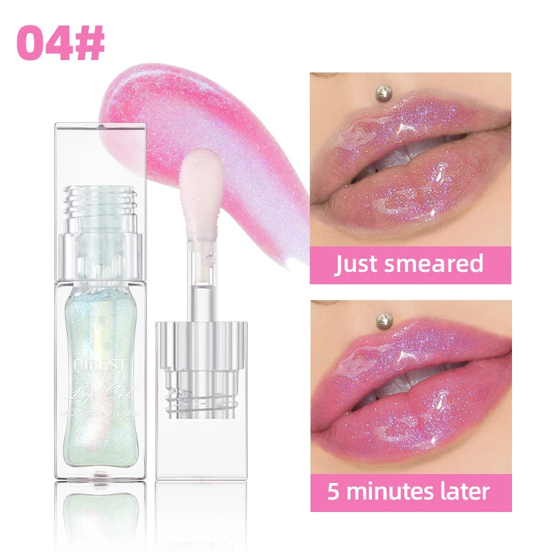 QIBEST Pearlescent Mirror Lip Glaze Temperature Color Changing Lip Oil Moisturizing Shiny Lipgloss Long-lasting Lip Tint Makeup Peaceful Pleasures Health and Wellness 04