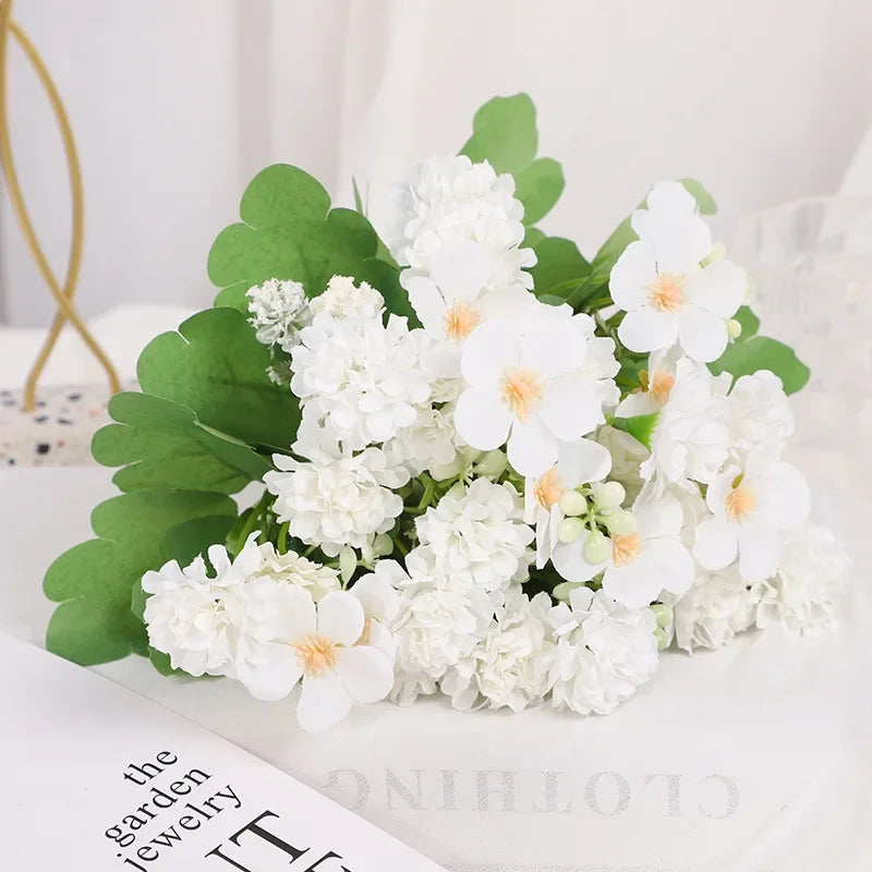 Silk Dandelion Artificial Flowers White Blue | Wedding Home Decor