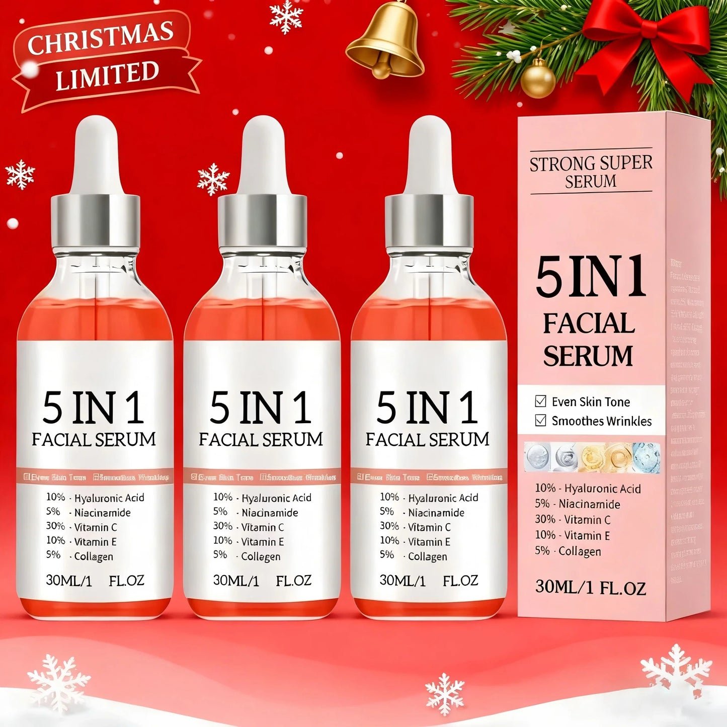 5-in-1 Vitamin C Face Serum – Niacinamide & Hyaluronic Acid