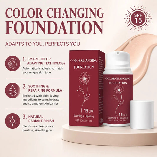 Color Changing Foundation, Brightens Skin Tone Cream for Women, with SPF 50, Deep Hydration, Medium to Full Coverage Cream, 30ML Peaceful Pleasures Health and Wellness