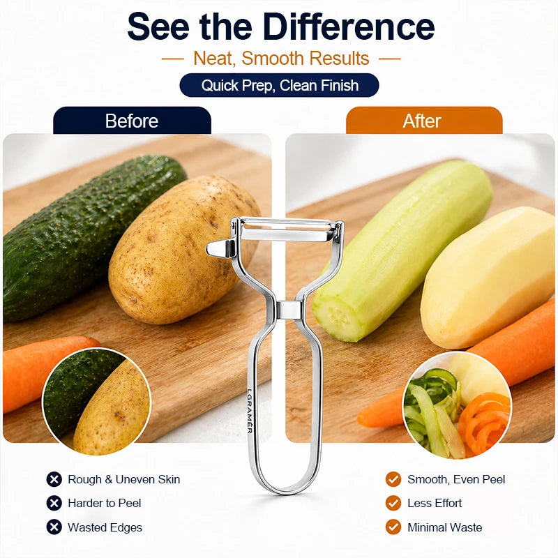 Professional Multi-Functional Y Stainless Steel Peeler, 90° Swivel Blade Vegetable Fruit Peeler for Kitchen, Easy to Clean Tools Peaceful Pleasures Health and Wellness