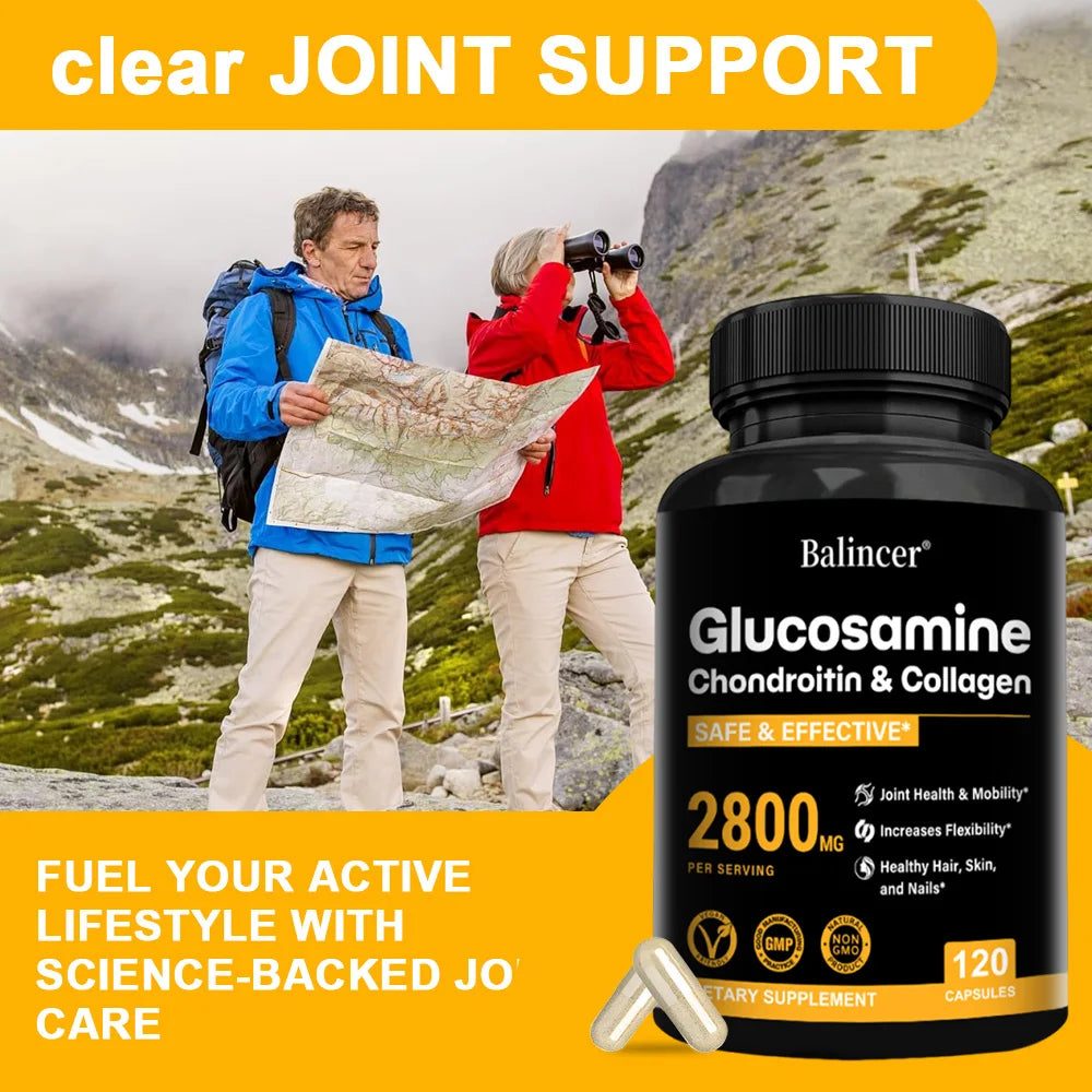 Glucosamine Chondroitin MSM Capsules, Joint Support Supplement, Support Cartilage Flexibility Bone Strength & Hair Skin Nail Peaceful Pleasures Health and Wellness