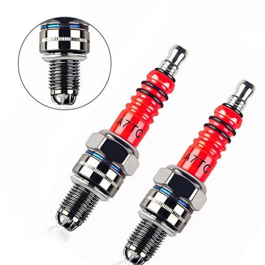 Racing 3 Electrode 10mm Spark Plug A7TC Fits For GY6 50CC 110CC 125CC 150CC ATV Scooter Dirt Bike Go Kart Motorcycle Accessories Peaceful Pleasures Health and Wellness 2pcs