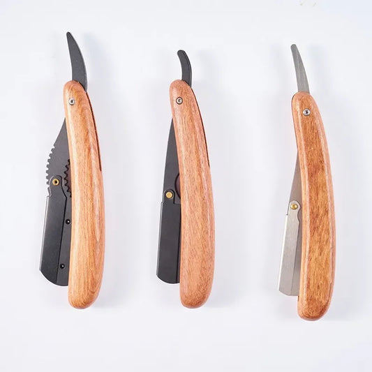 Men's Folding Straight Razor – Stainless Steel & Wood Handle Straight Razor Peaceful Pleasures Health and Wellness
