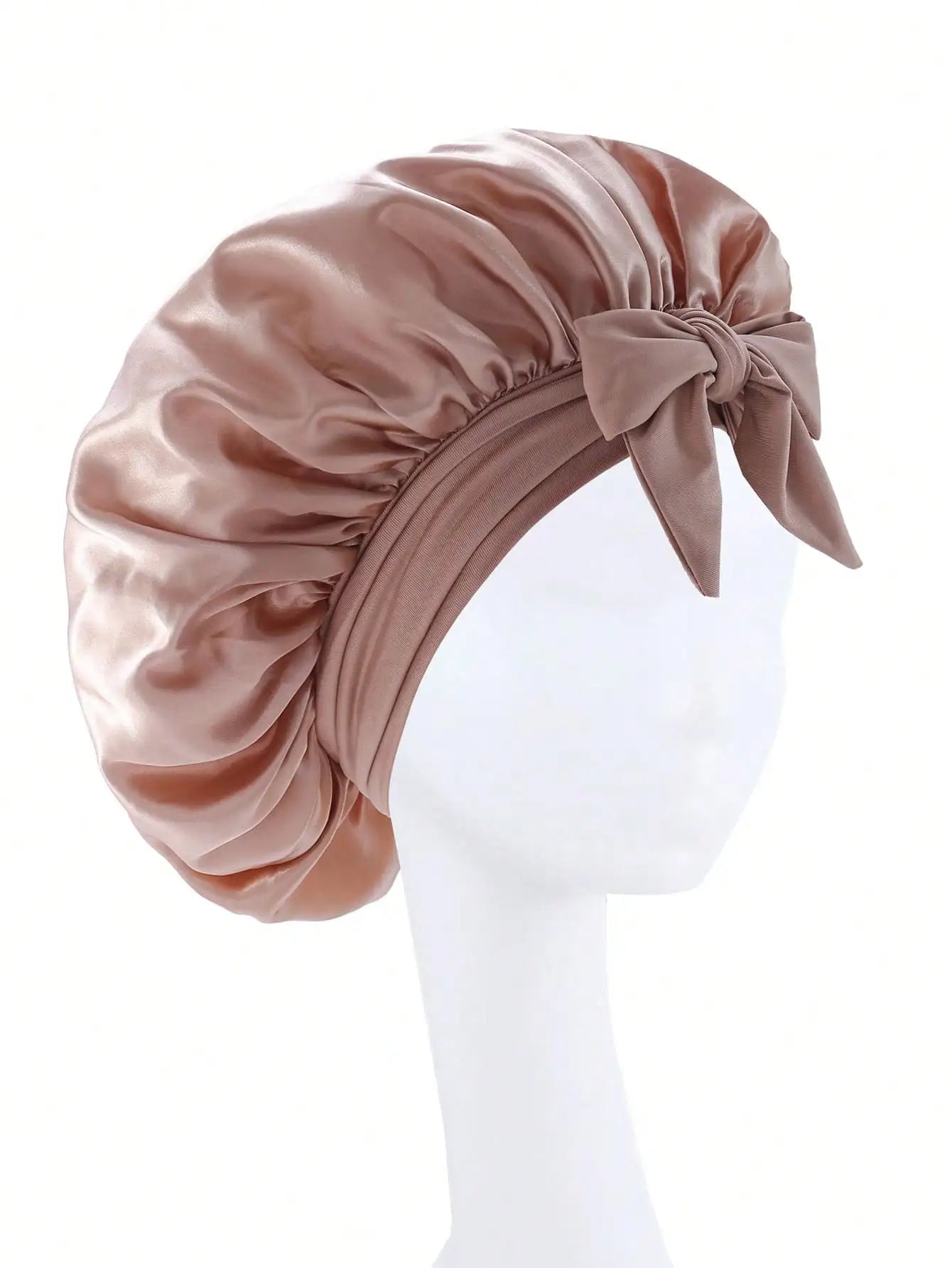 Adjustable Satin Sleep Bonnet with Tie Band – Women & Men