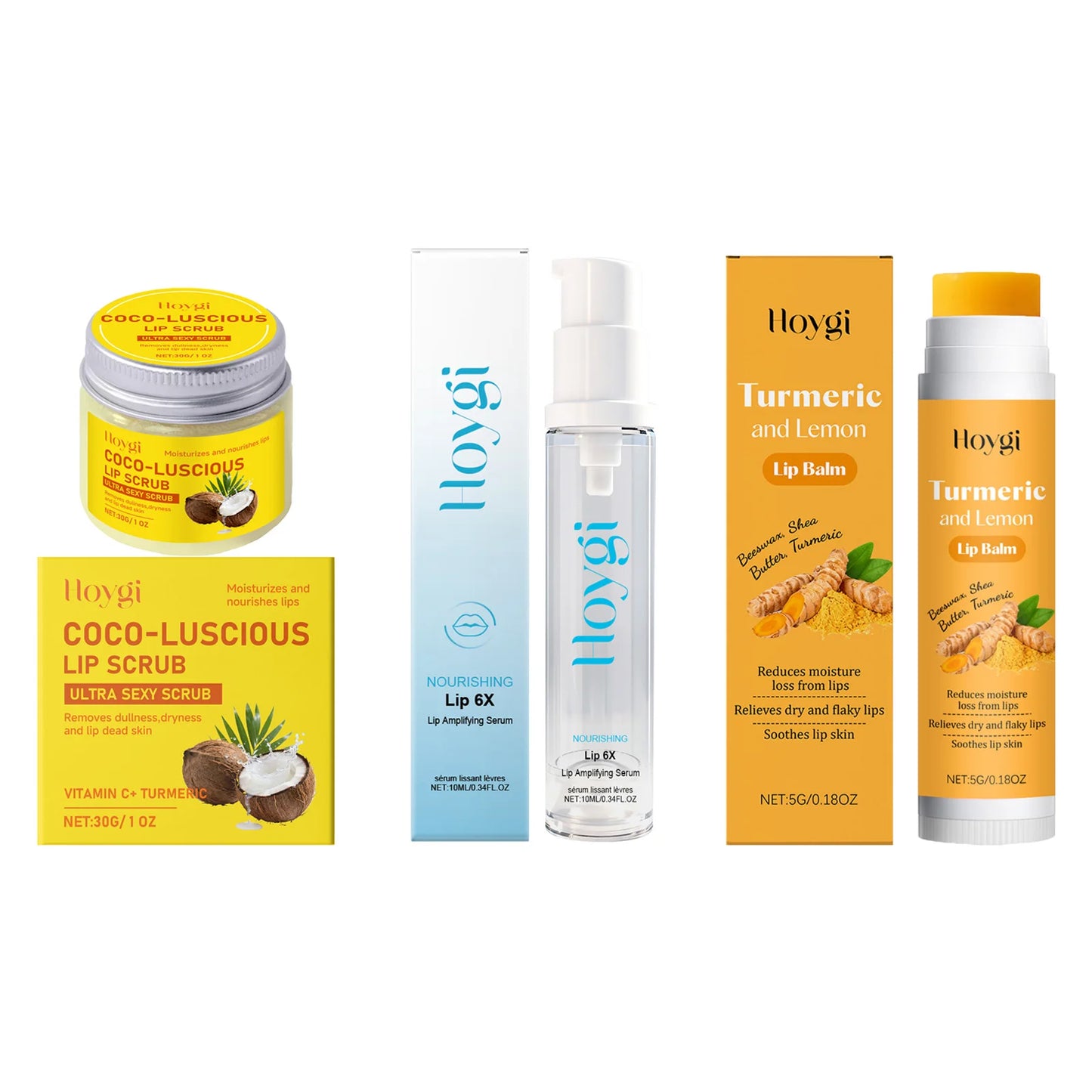 3-in-1 Turmeric Lip Care Set – Balm, Scrub & Serum