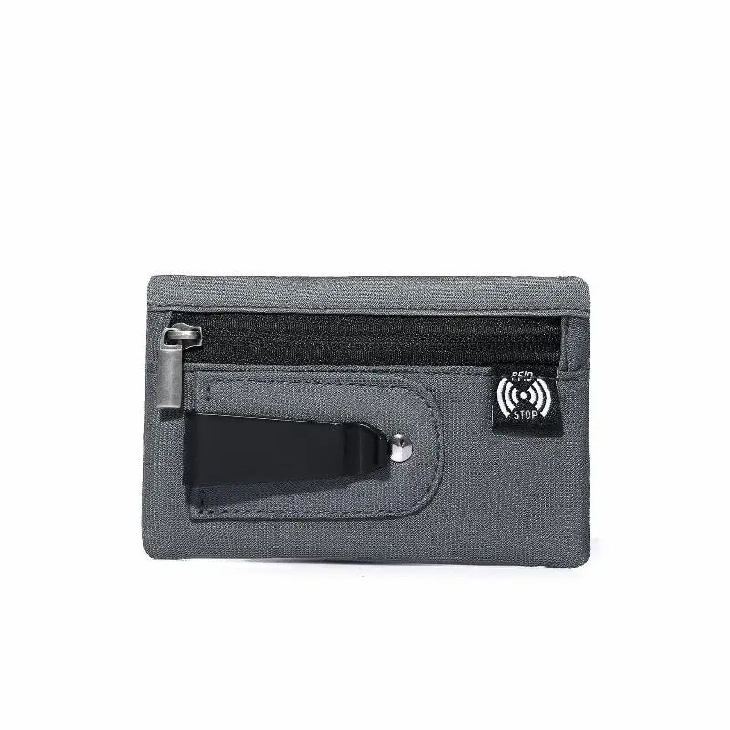RFID Slim Nylon Wallet with Zipper & Carabiner Clip
