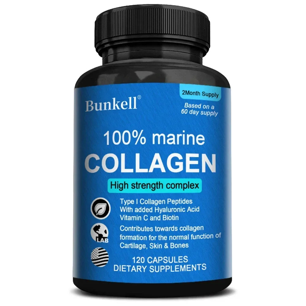 Collagen Capsules-Dietary Supplements for Skin, Hair, Joint Health, Digestion and Immune System Health Supplement, Non-GMO Peaceful Pleasures Health and Wellness 120 Count-1 bottle