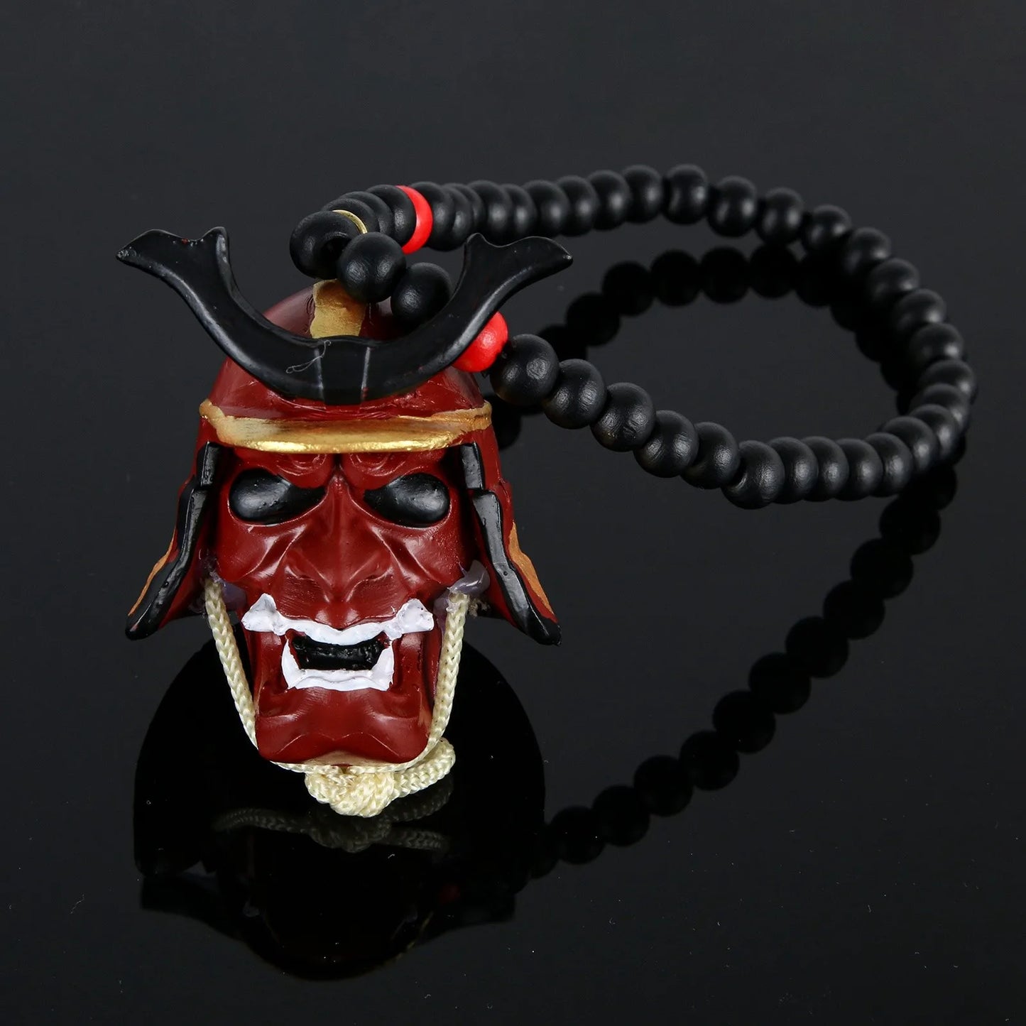 Samurai-Kabuto Helmet Hannya Japanese Oni Car Rear View Mirror Charm Japanese Ghosts Hanging Ornament Personalized Pendant Peaceful Pleasures Health and Wellness A