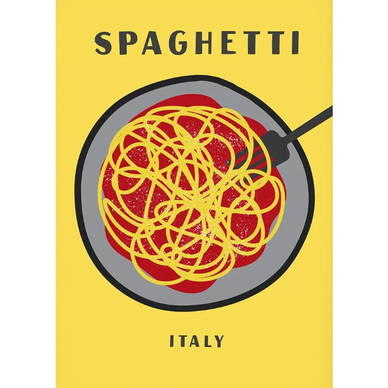 Retro Food Canvas Wall Art | Pizza Tacos Ramen Pasta Poster