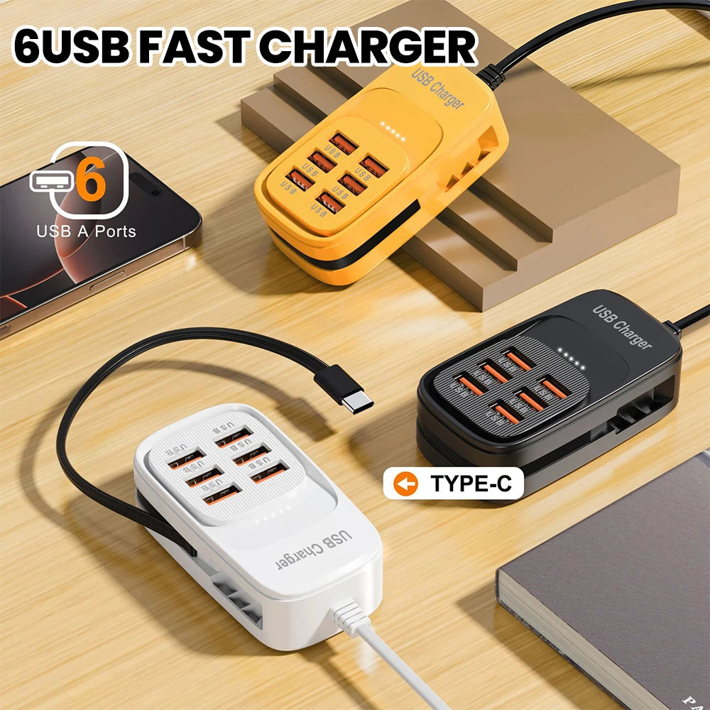 Desktop USB Charging Hub 6-Port USB-A & USB-C PD Fast Charger